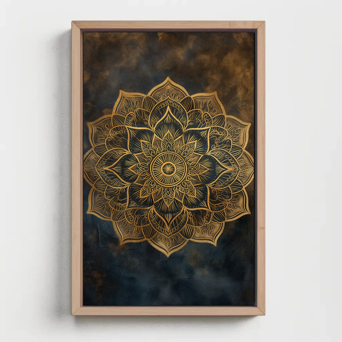 Gold Mandala on Deep Blue Background Yoga Meditation Wall Poster - Image 4