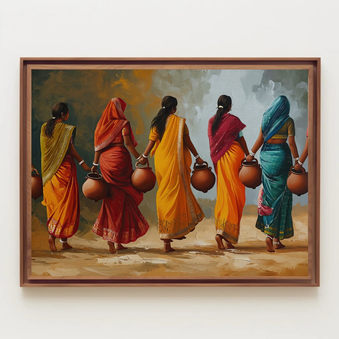 Indian Women Carrying Clay Pots in Bright Colorful Sarees Poster - Image 5