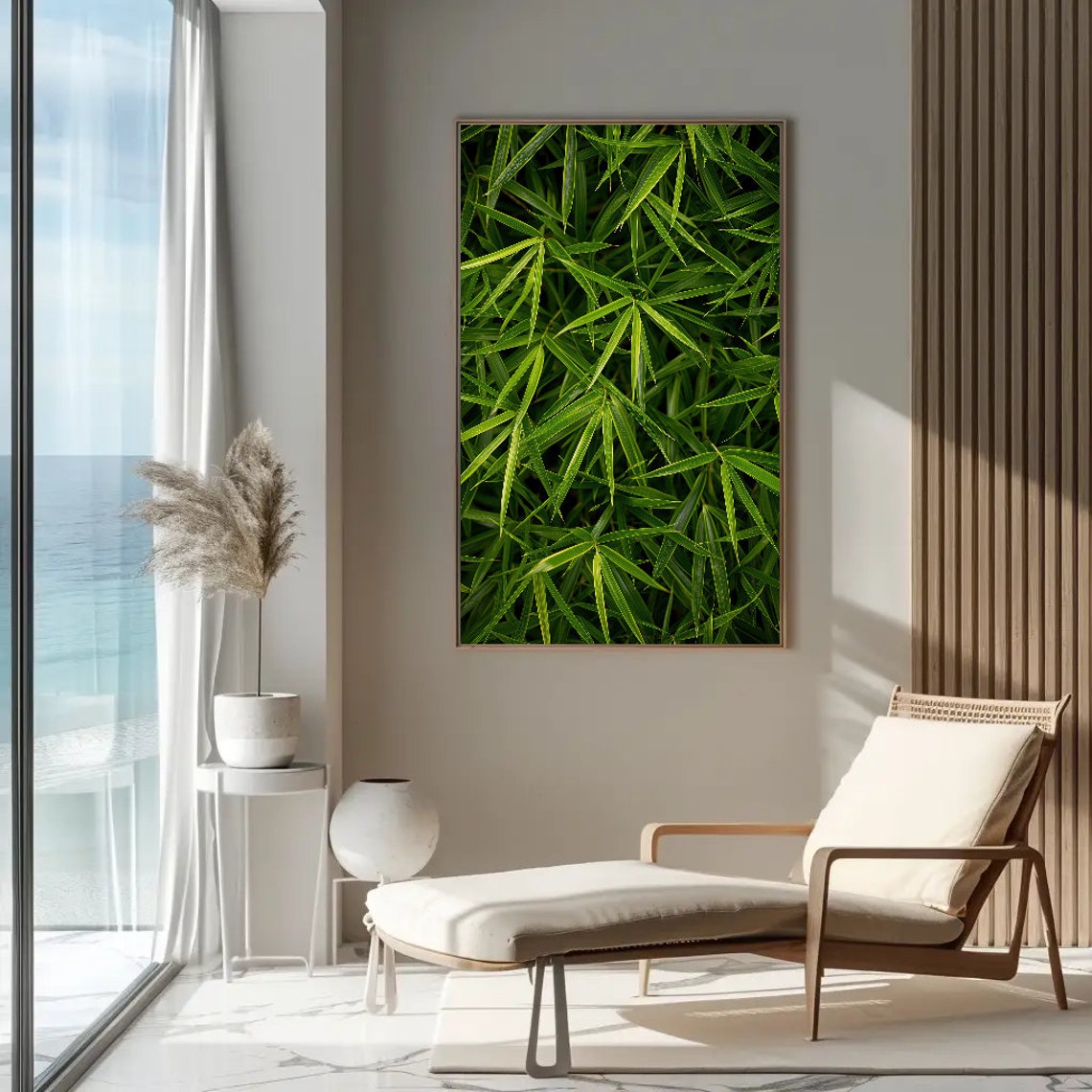 Overhead Green Bamboo Leaves Lush Tropical Foliage Texture Poster - Image 5