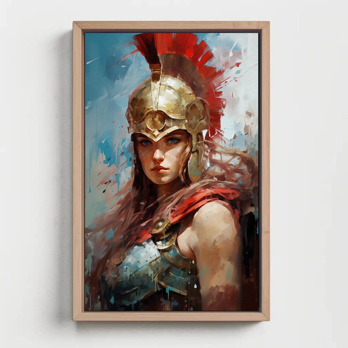 Athena Greek Goddess Of War Golden Crimson Helmet Painting Poster - Image 3