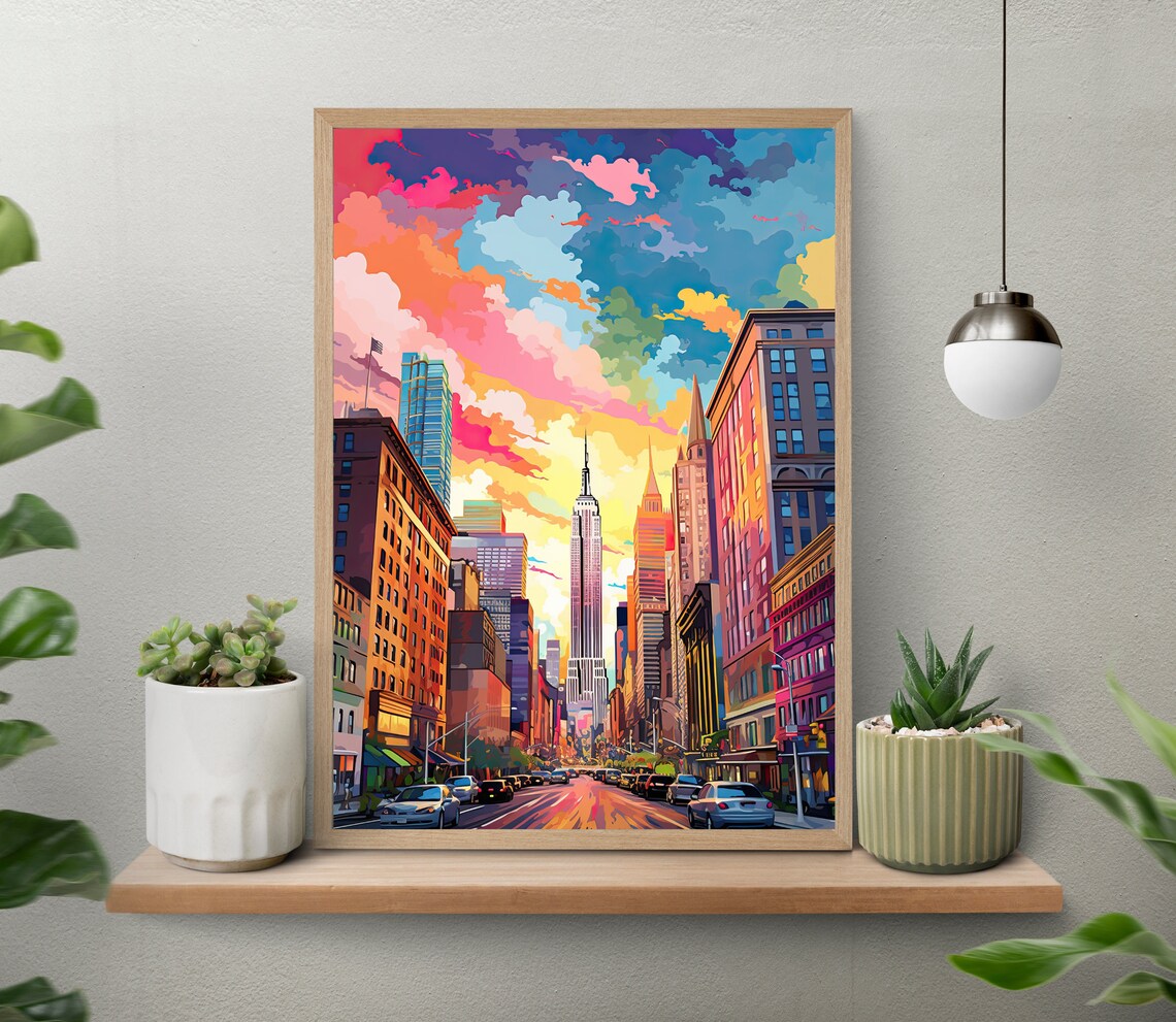 New York City Street Scene With Empire State Building Pop Poster - Image 4