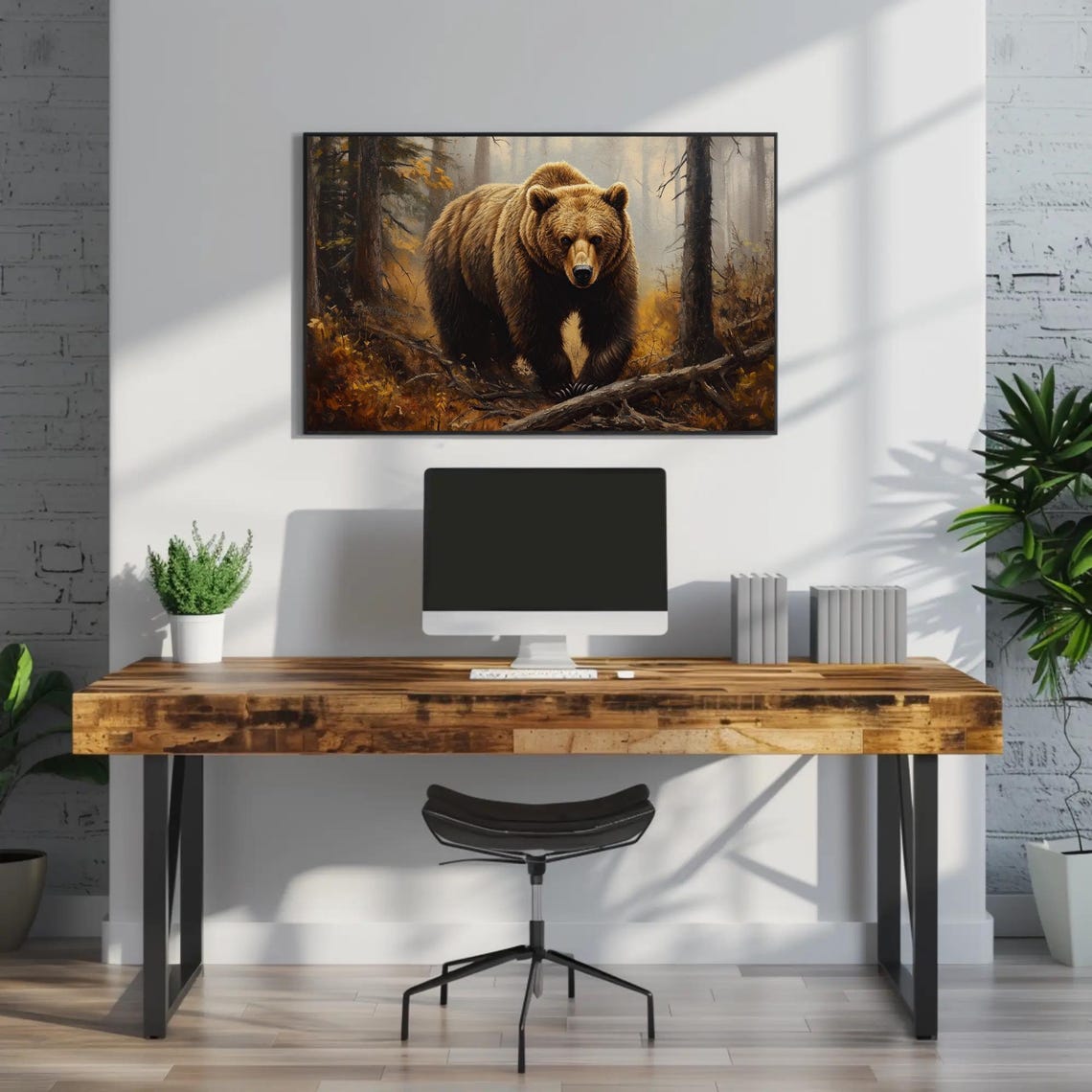 Grizzly Bear Walking In An Autumn Forest Fall Wildlife Poster - Image 2