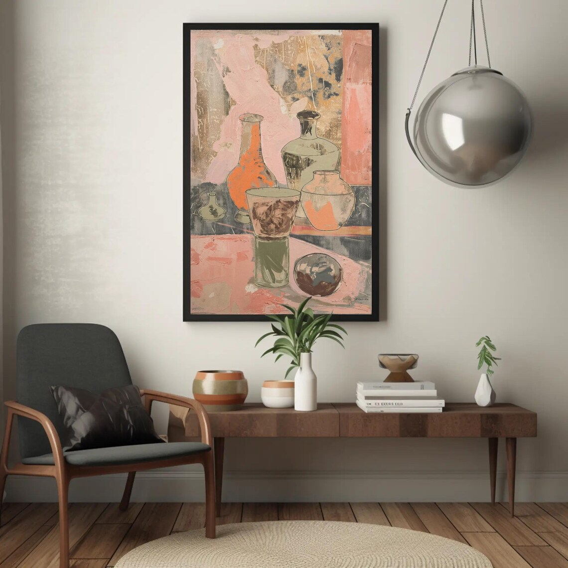 Abstract Vases Still Life Blush Pink Modern Art Painting Poster - Image 5