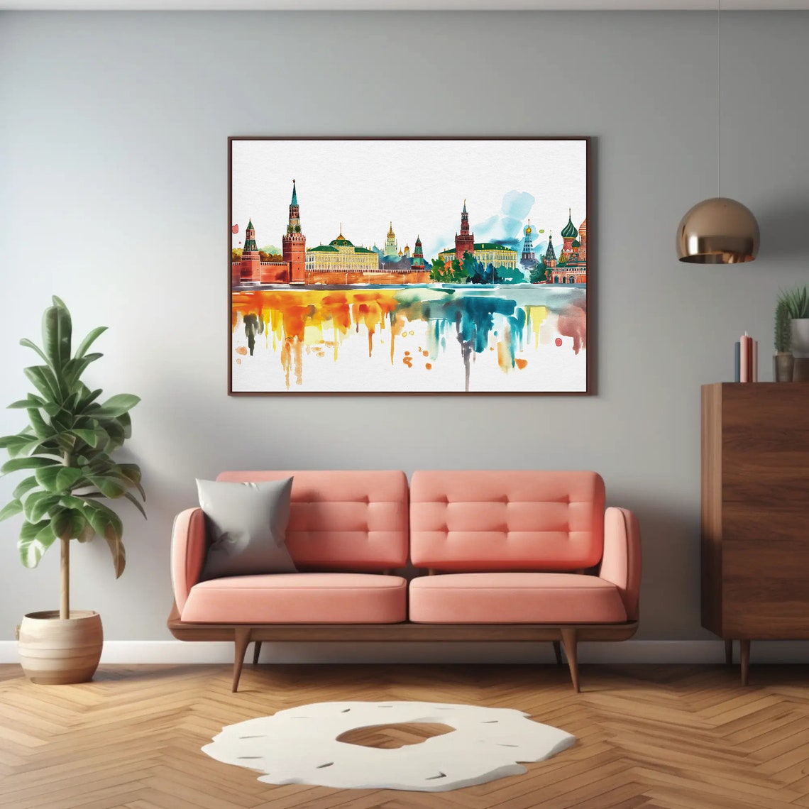 Moscow Red Square Skyline St Basils Watercolor Landmark Poster - Image 3