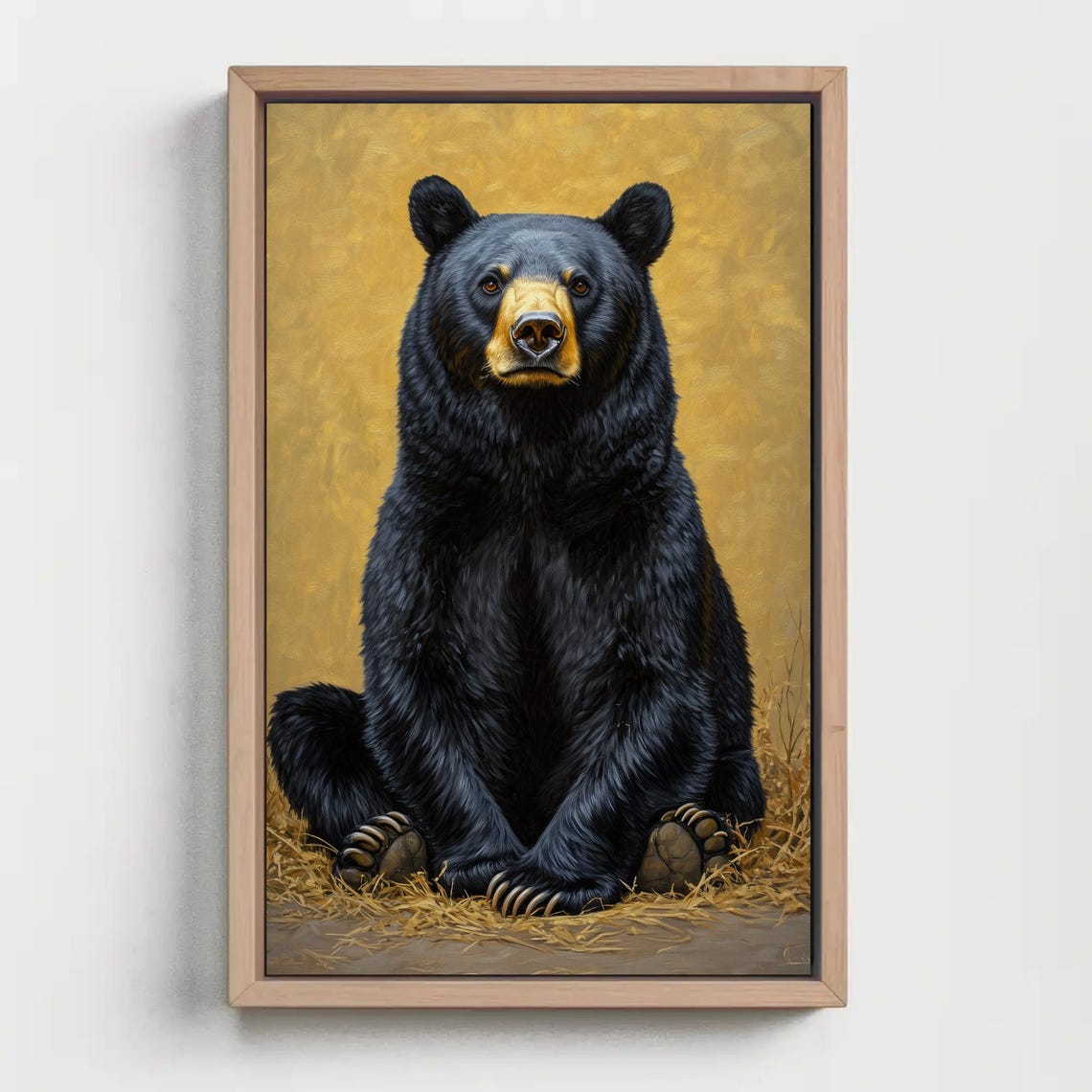 Noble Black Bear Portrait On Glowing Golden Background Art Poster - Image 4