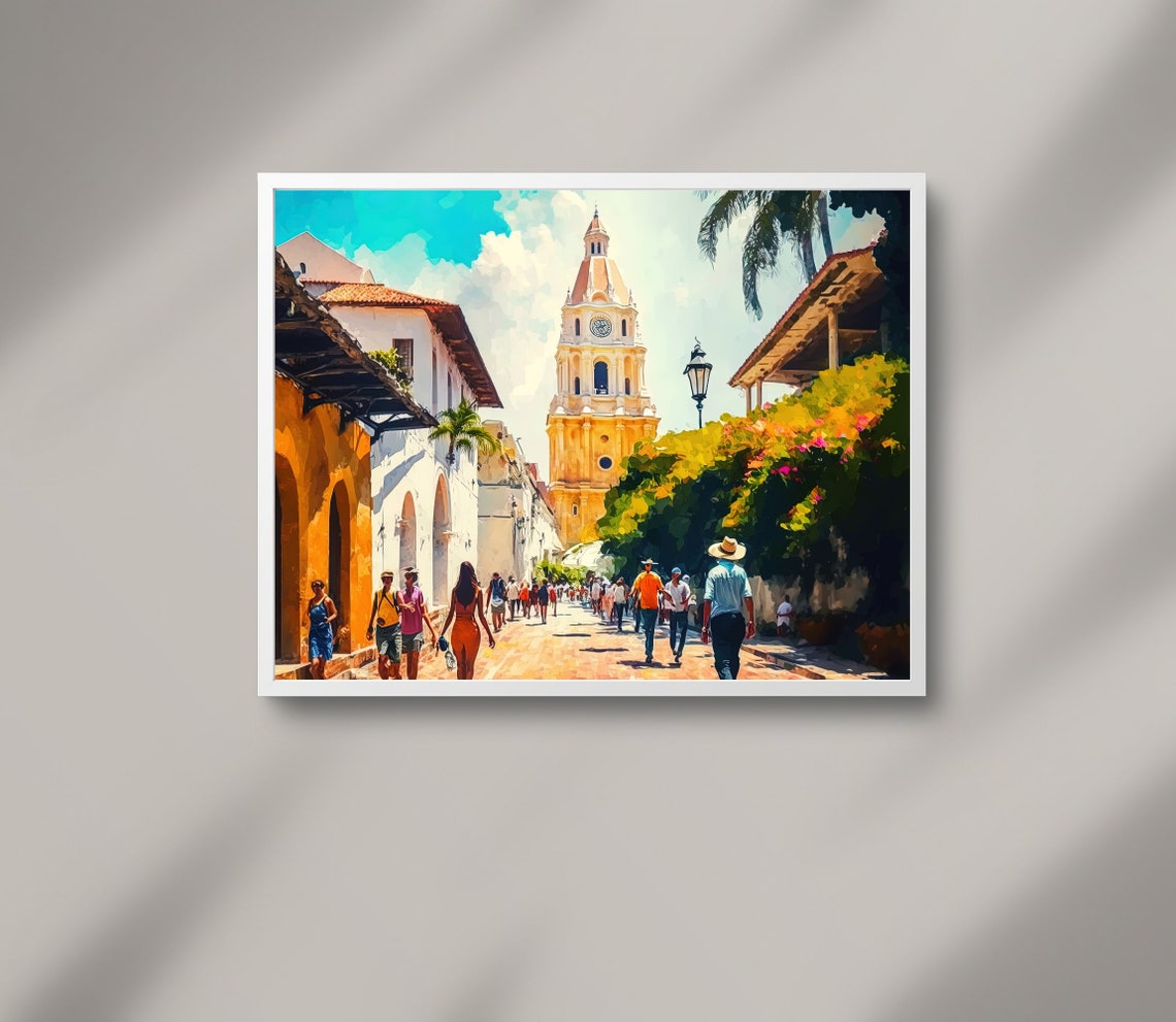 Cartagena Oil Painting Colombia Wall Art Colombia Print Colombia Art Print Colombia Wall Art Colombia Gift Colombia Art - Image 3
