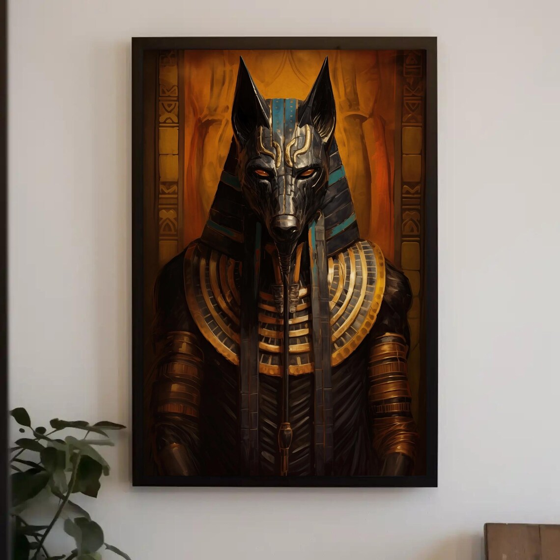 Anubis Egyptian God in Dark Ceremonial Armor with Golden Collar Poster