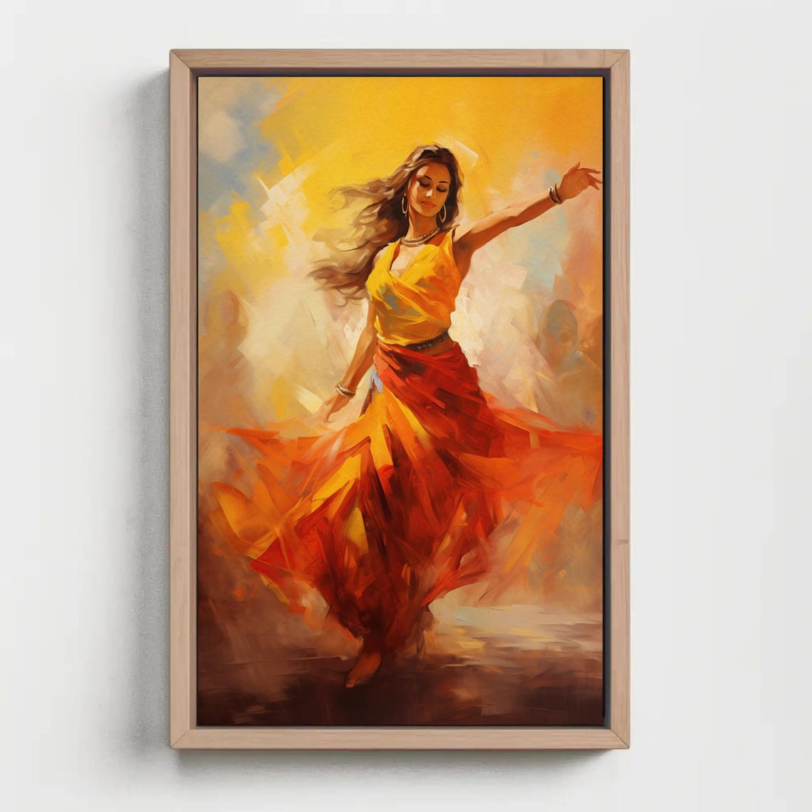 Joyful Indian Dancer In Yellow And Red Swirling Skirt Poster - Image 2