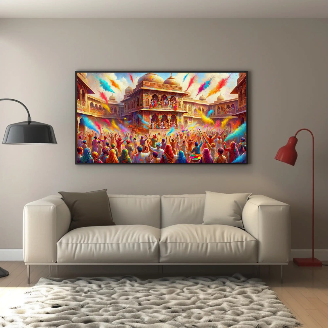 Holi Festival Color Celebration at an Ornate Indian Palace Poster - Image 3