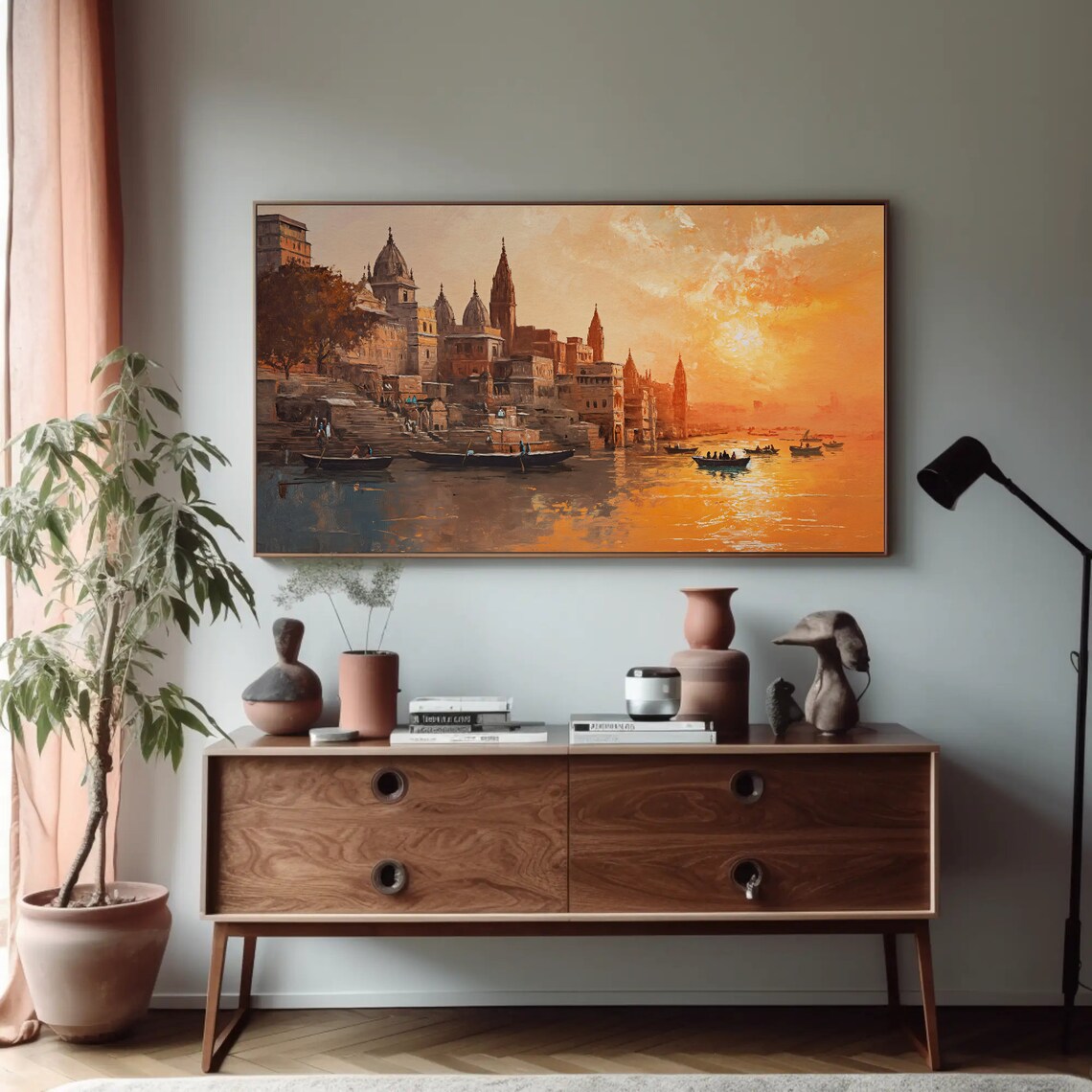 Varanasi Sunset Travel Poster, India Wall Art - Image 4