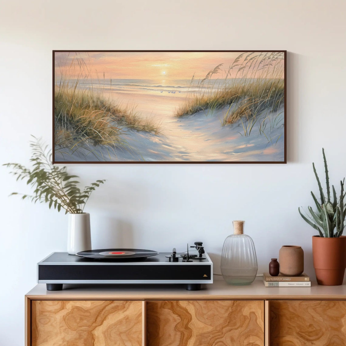Sunrise Beach Path Through Sand Dunes Sea Grass Coastal Scene Poster - Image 5