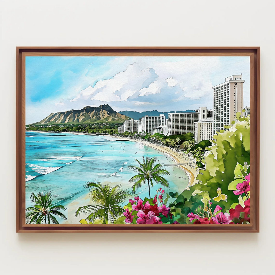 Waikiki Beach Hawaii Landscape Travel Poster - Image 5