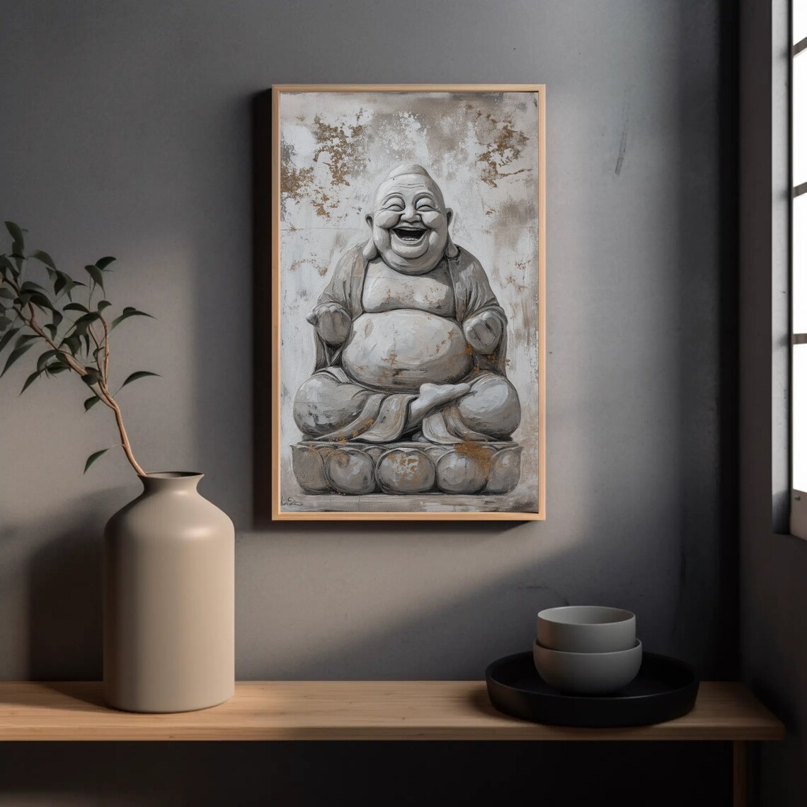 Laughing Buddha Abstract Spiritual Indian Art Print - Image 4