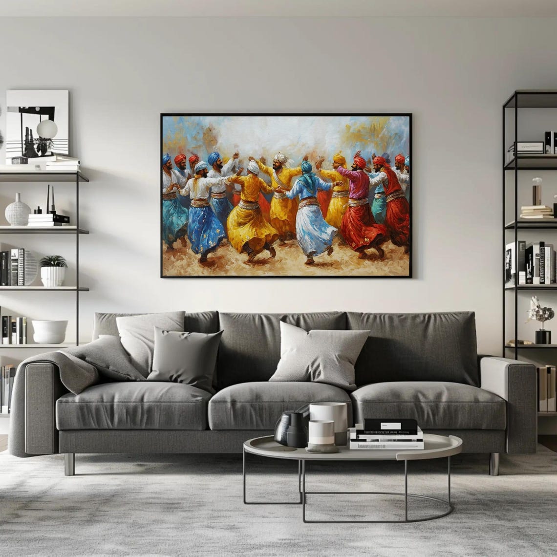 Punjabi Bhangra Dancers In Colorful Turbans Celebration Poster - Image 2