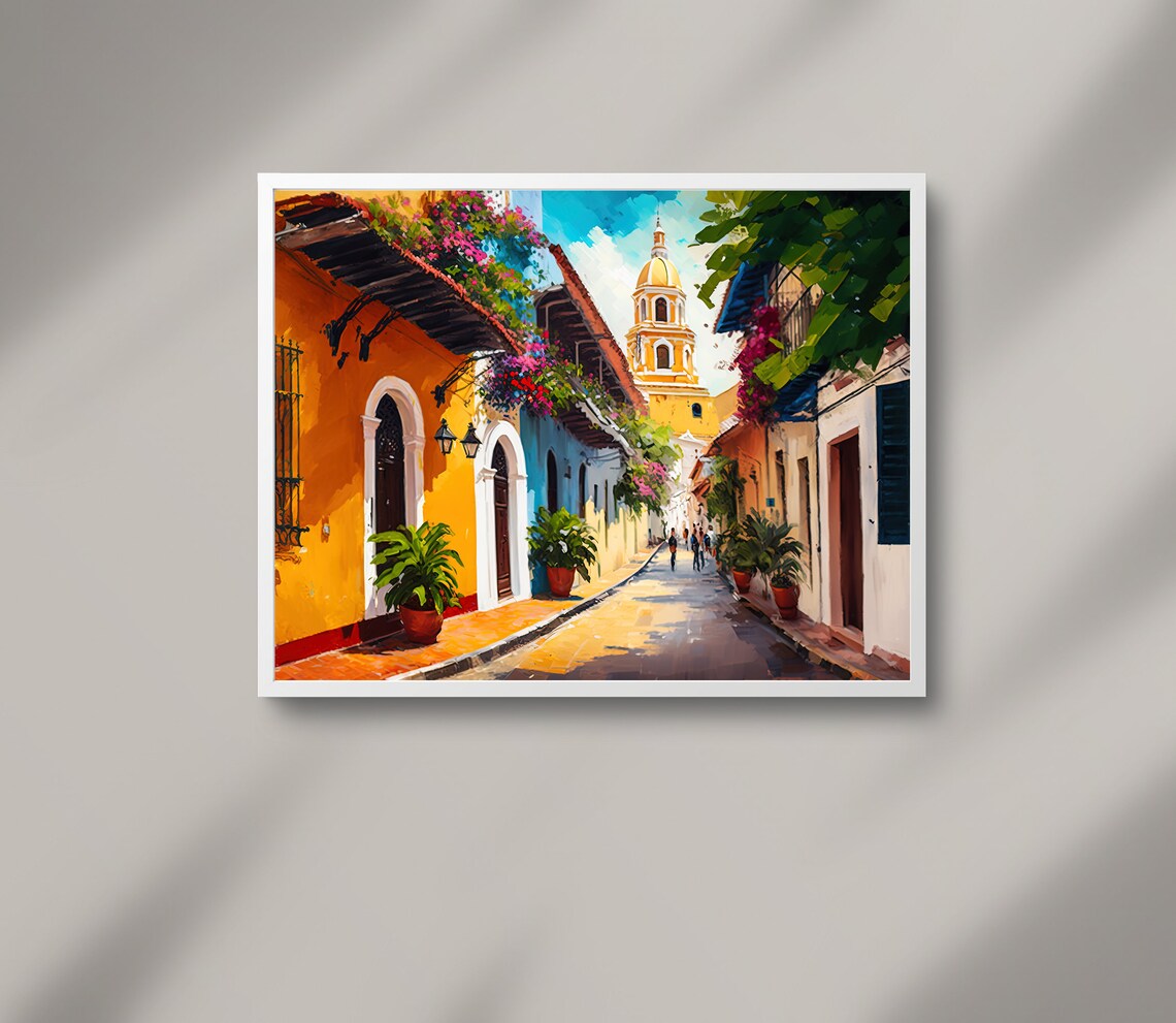 Colombia Art Deco Travel Poster, Cartagena Caribbean - Image 3