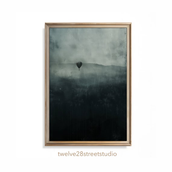Sp121dark Academia Print Dark Academia Wall Art Hot Air Balloon Print Moody Art Prints Cottagecore Decor Victorian Wall Art