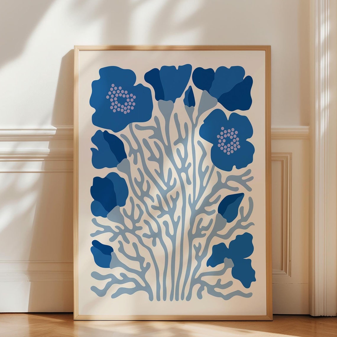 Blue Poppies Botanical Abstract Floral Flower Market Matisse Poster
