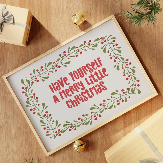 Have Yourself A Merry Little Christmas Berry Wreath Holiday Poster