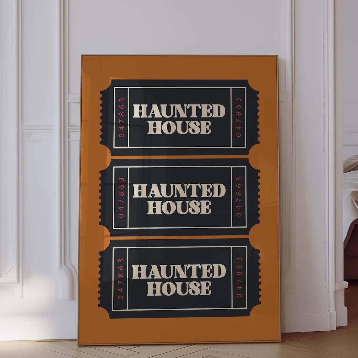Haunted House Ticket Stub Trio Spooky Halloween Wall Decor Poster