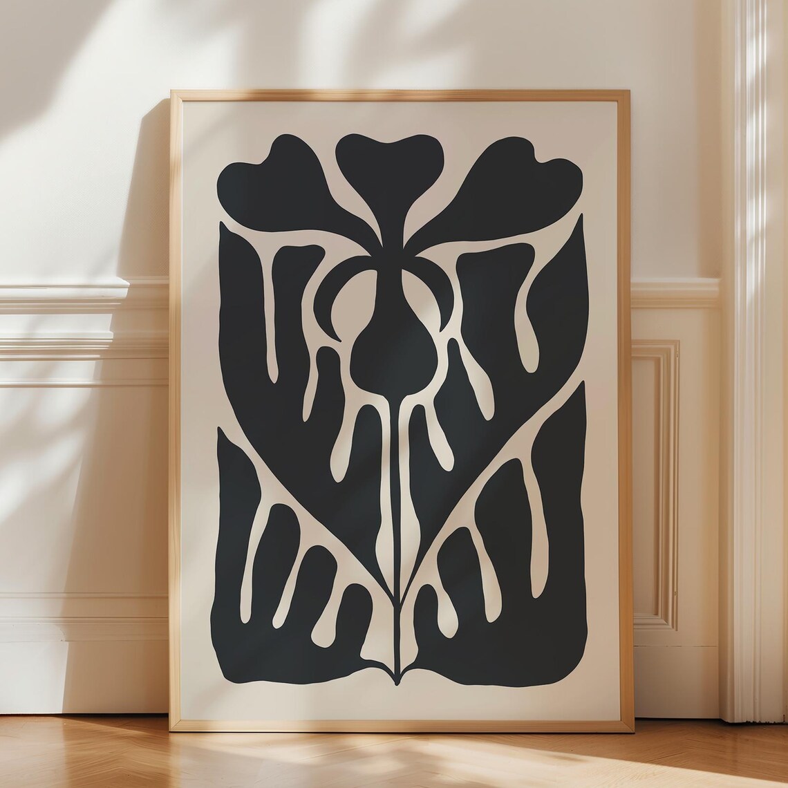 Abstract Black Botanical Moody Minimalist Decorative Wall Art