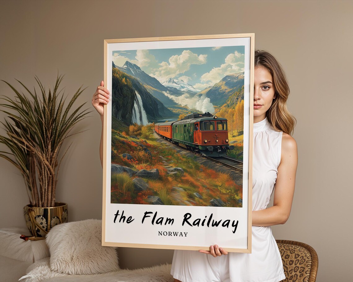 Flam Railway Norway Travel Poster, Minimalist - Image 2