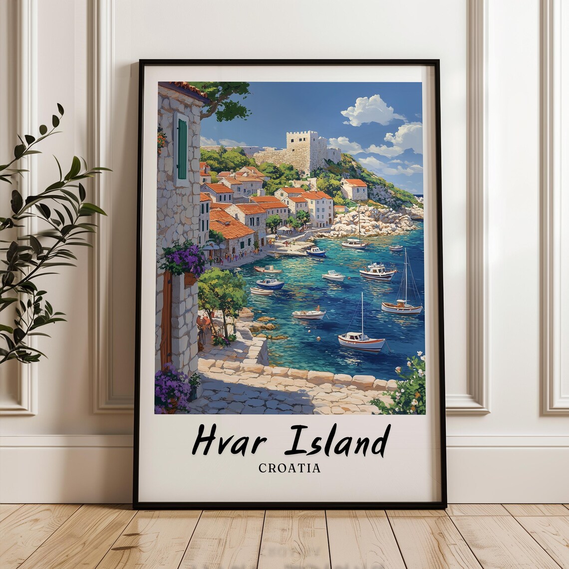 Hvar Island Travel Poster, Croatia Wedding Gift
