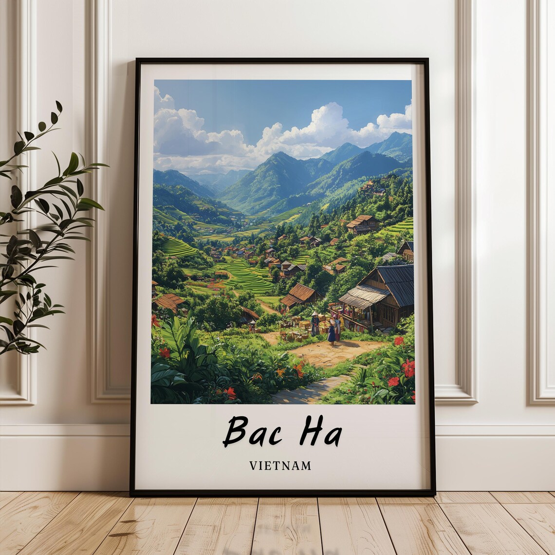 Bac Ha Vietnam Travel Poster, Minimalist Backpacking