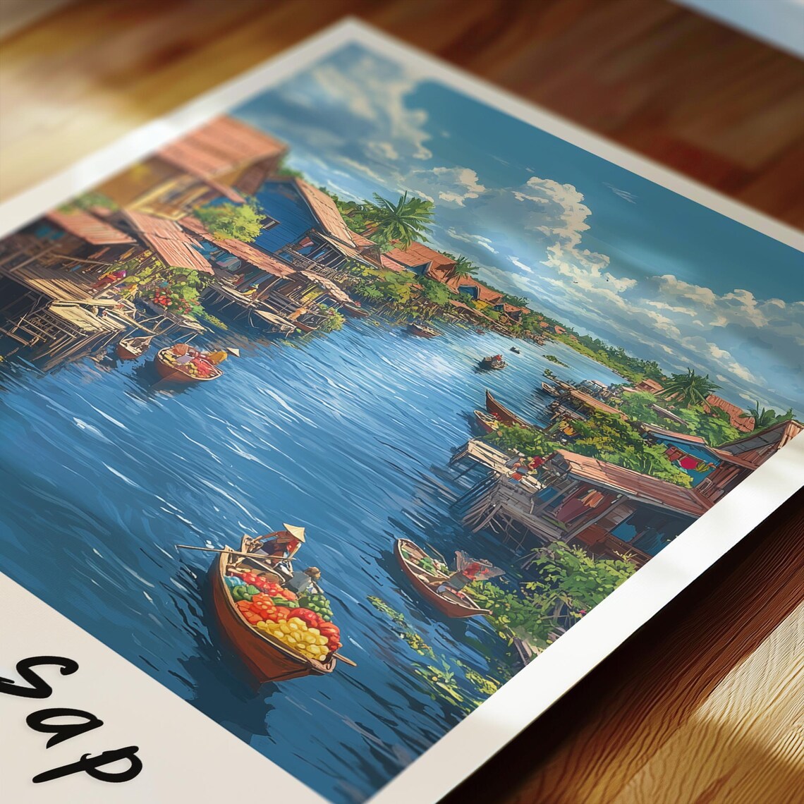 Tonle Sap Illustration, Cambodia Travel Poster - Image 2