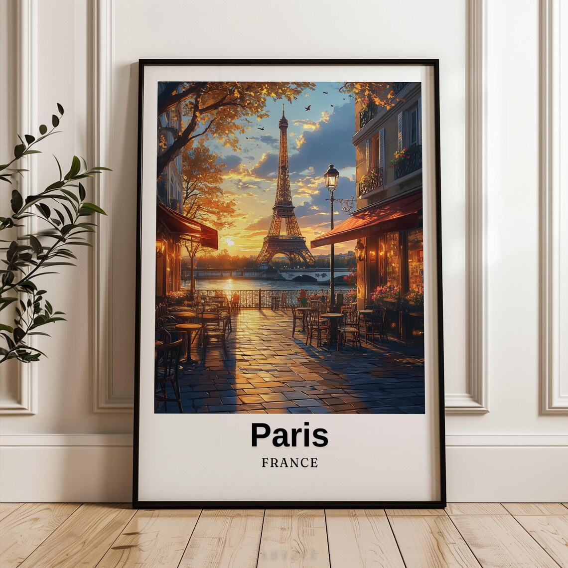 Paris Traditional Travel Poster, Eiffel Tower