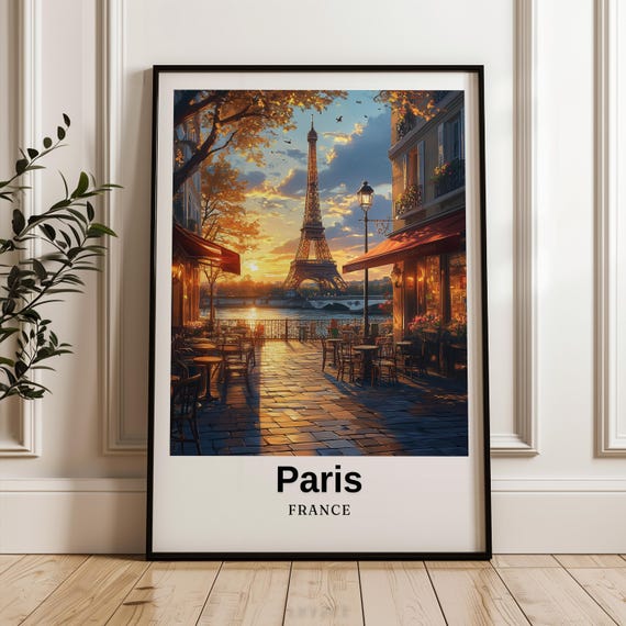 Paris Traditional Travel Poster, Eiffel Tower