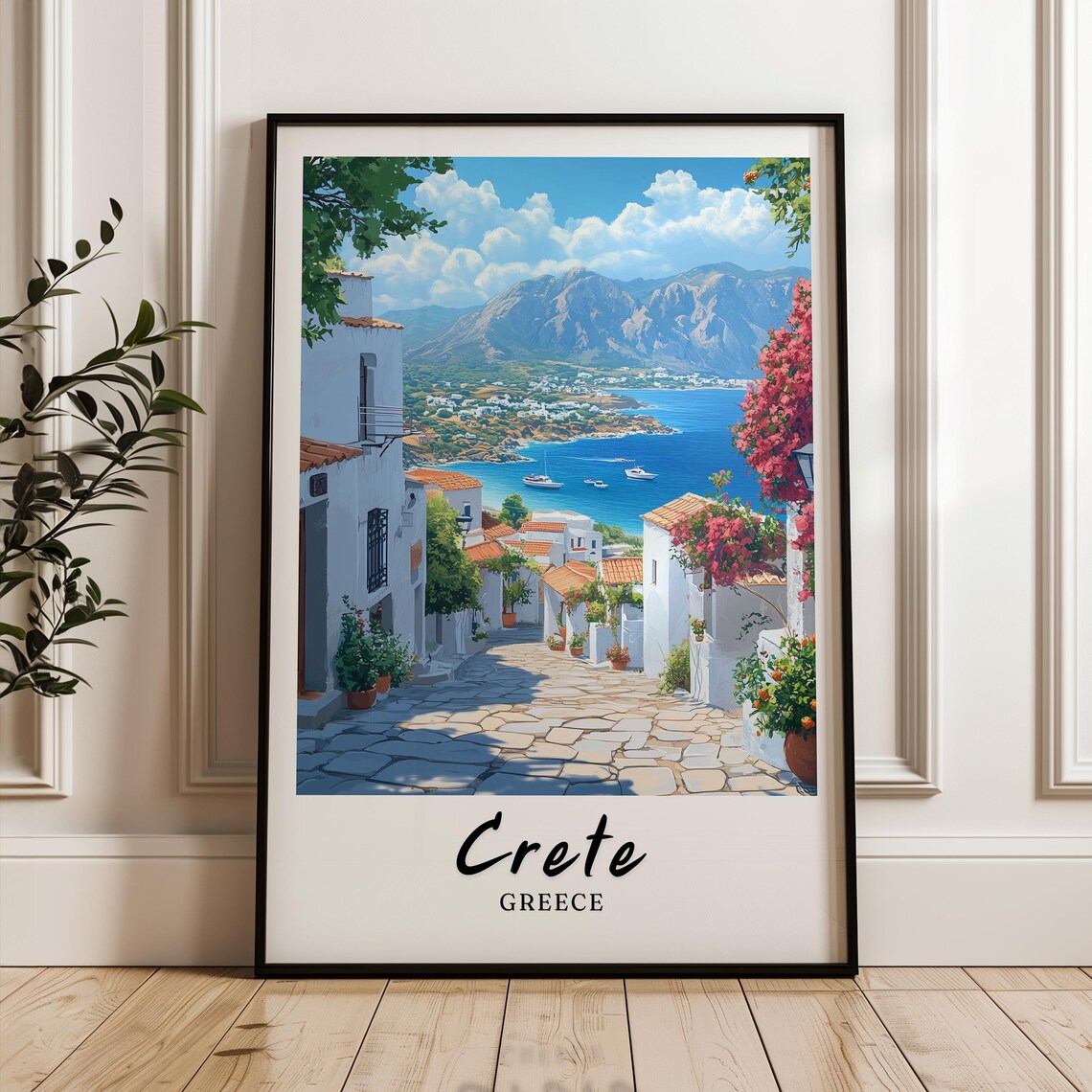 Crete Greece Travel Poster, Minimalist Europe