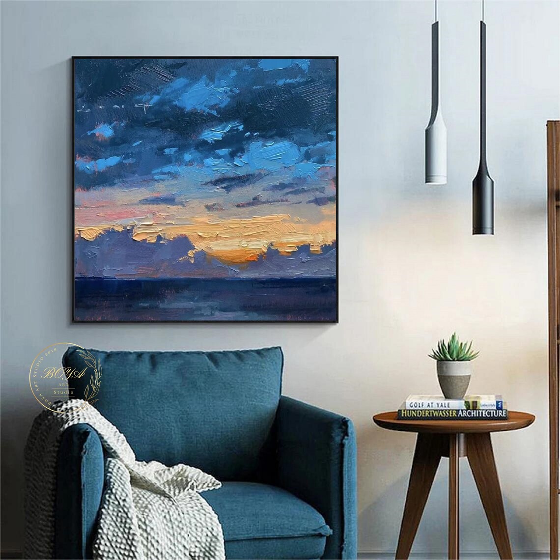 Blue Abstract Sky and Ocean Texture Art Print - Image 5