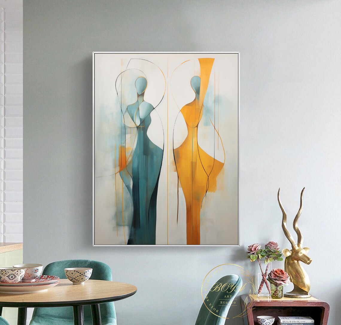 Minimalist Abstract Figure Painting, Modern Wall Art - Image 5