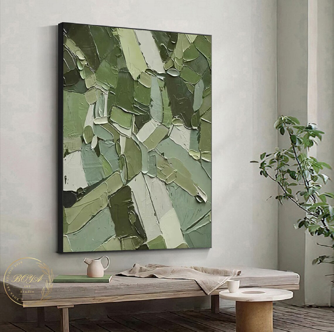 Green Abstract Oil Painting, Modern Wall Art Print - Image 5
