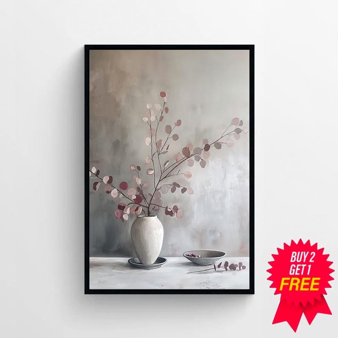 Olive Tree Stems Painting Muted Toned Art Art - Image 4