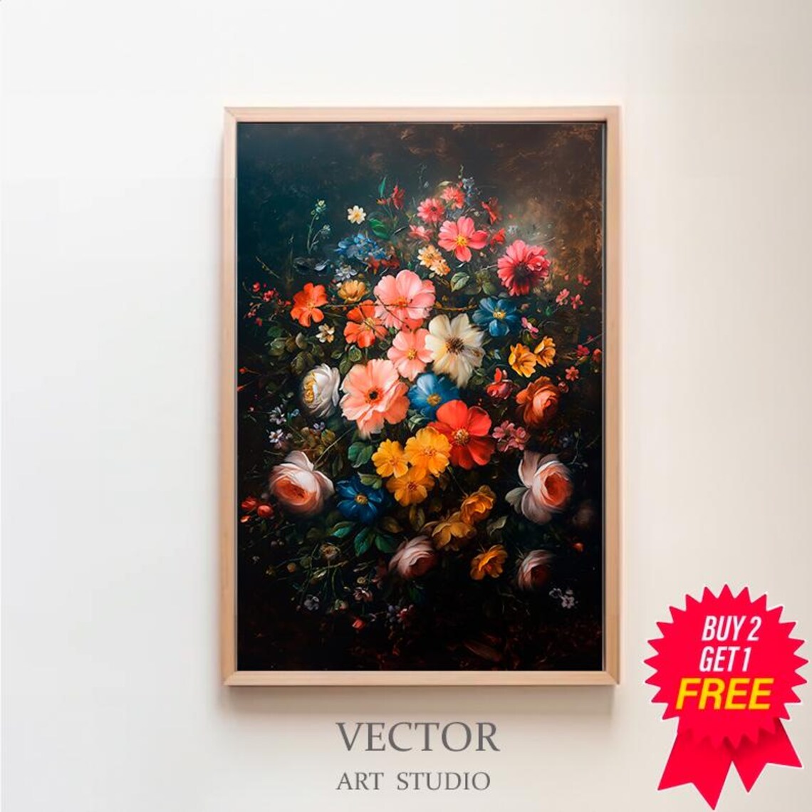 Vintage Dark Academia Roses Floral Art Print