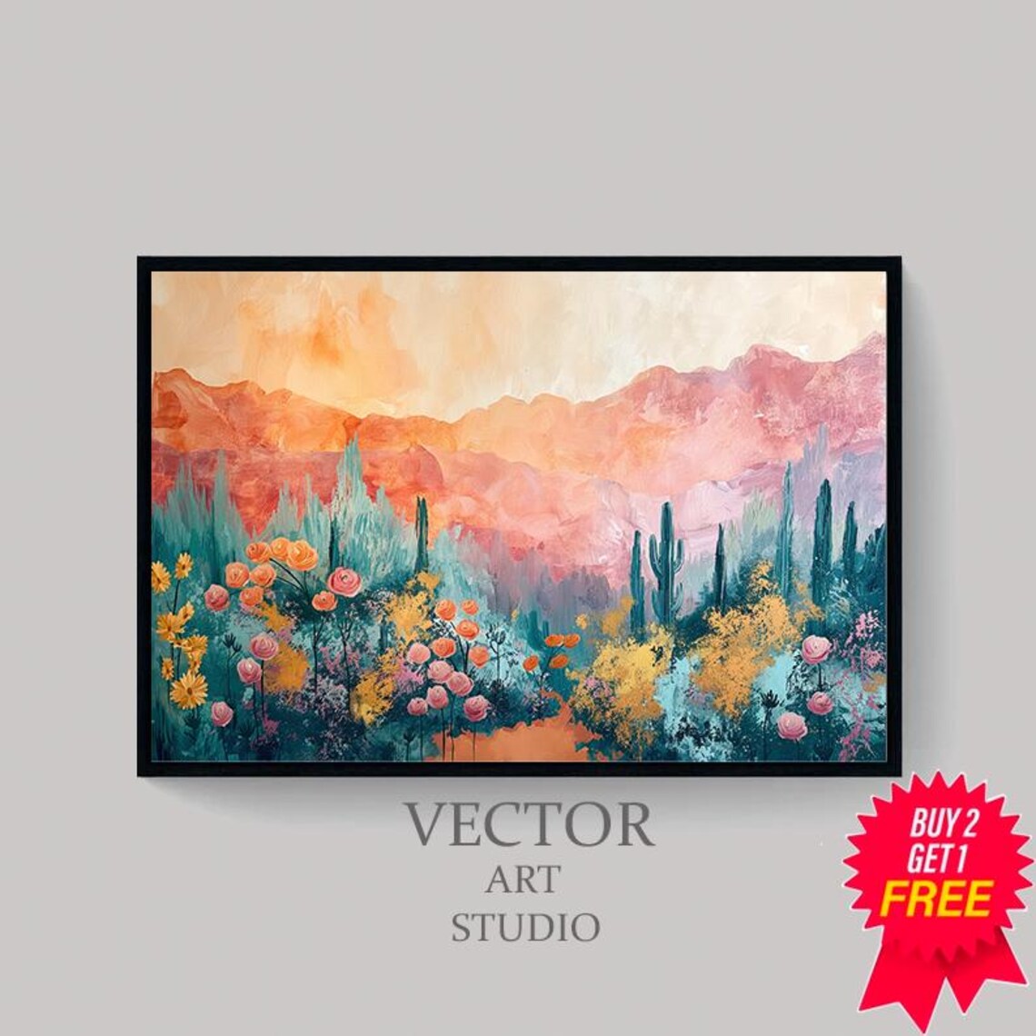 Abstract Desert Landscape, Vintage Art Print - Image 4