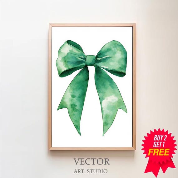 Sage Green Bow Preppy Coquette Nursery Wall Art Print