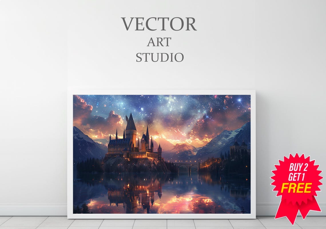 Wizarding Inspired Poster Vintage Wizard School Wizard World Van Gogh Painting Vintage Castle Physical Decor Wall Art - Image 3