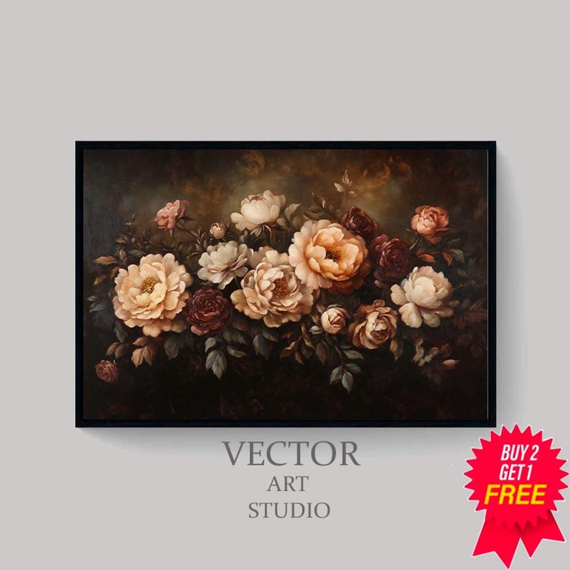 Dark Academia Frame Tv Art Abstract Flowers Vintage Frame Tv Art Botanical Vintage Moody Floral Frame Tv Art Antique Flowers - Image 4
