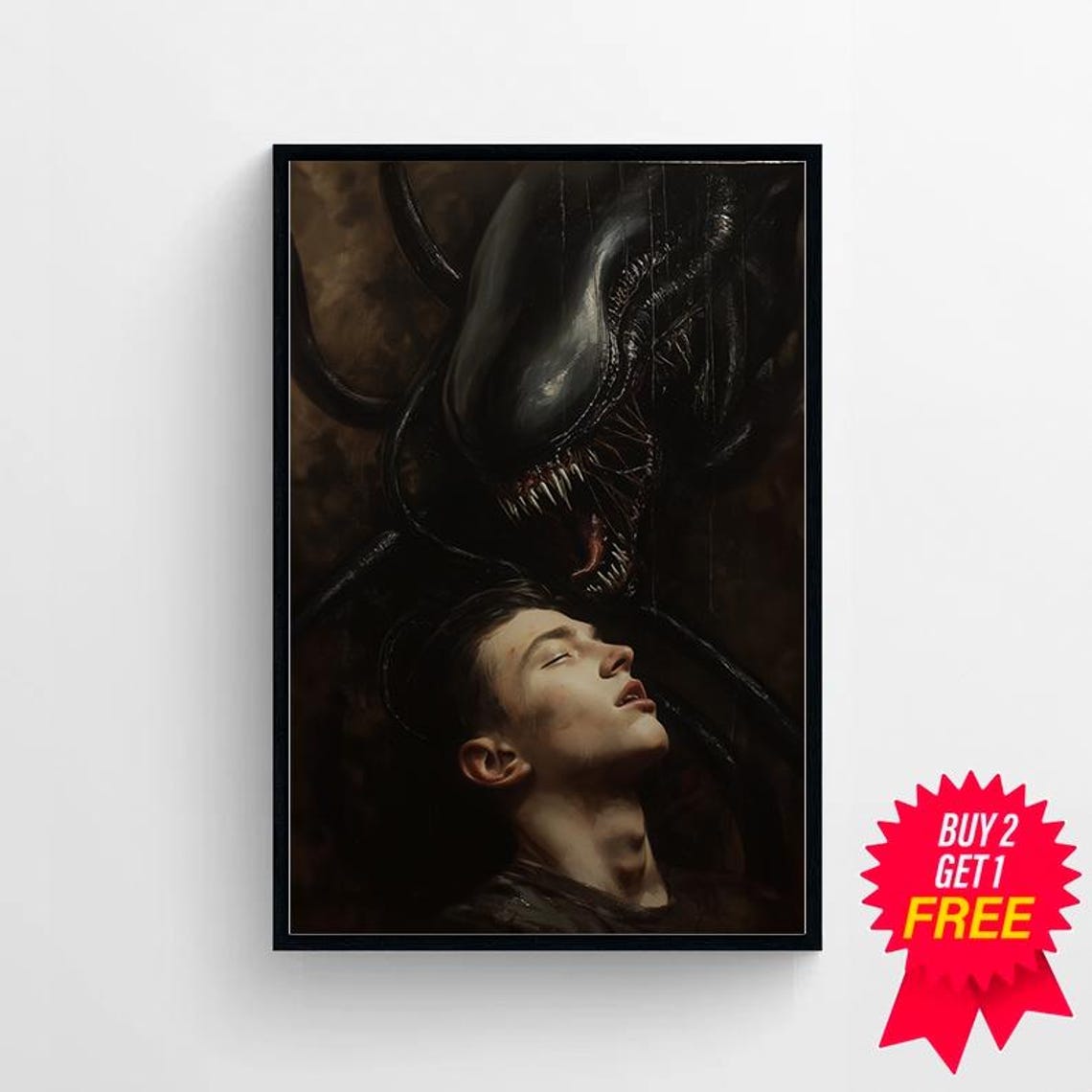 Dark Demon Embracing Young Man Gothic Horror Oil Painting Wall Poster - Image 4