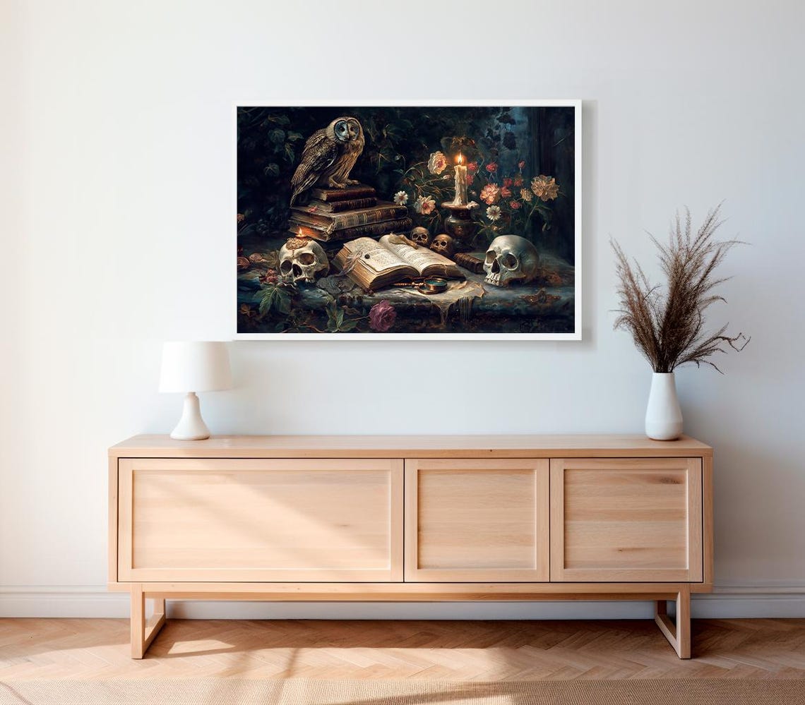 Vintage Still Life Painting Dark Academia Vintage Art Gothic Art - Image 2