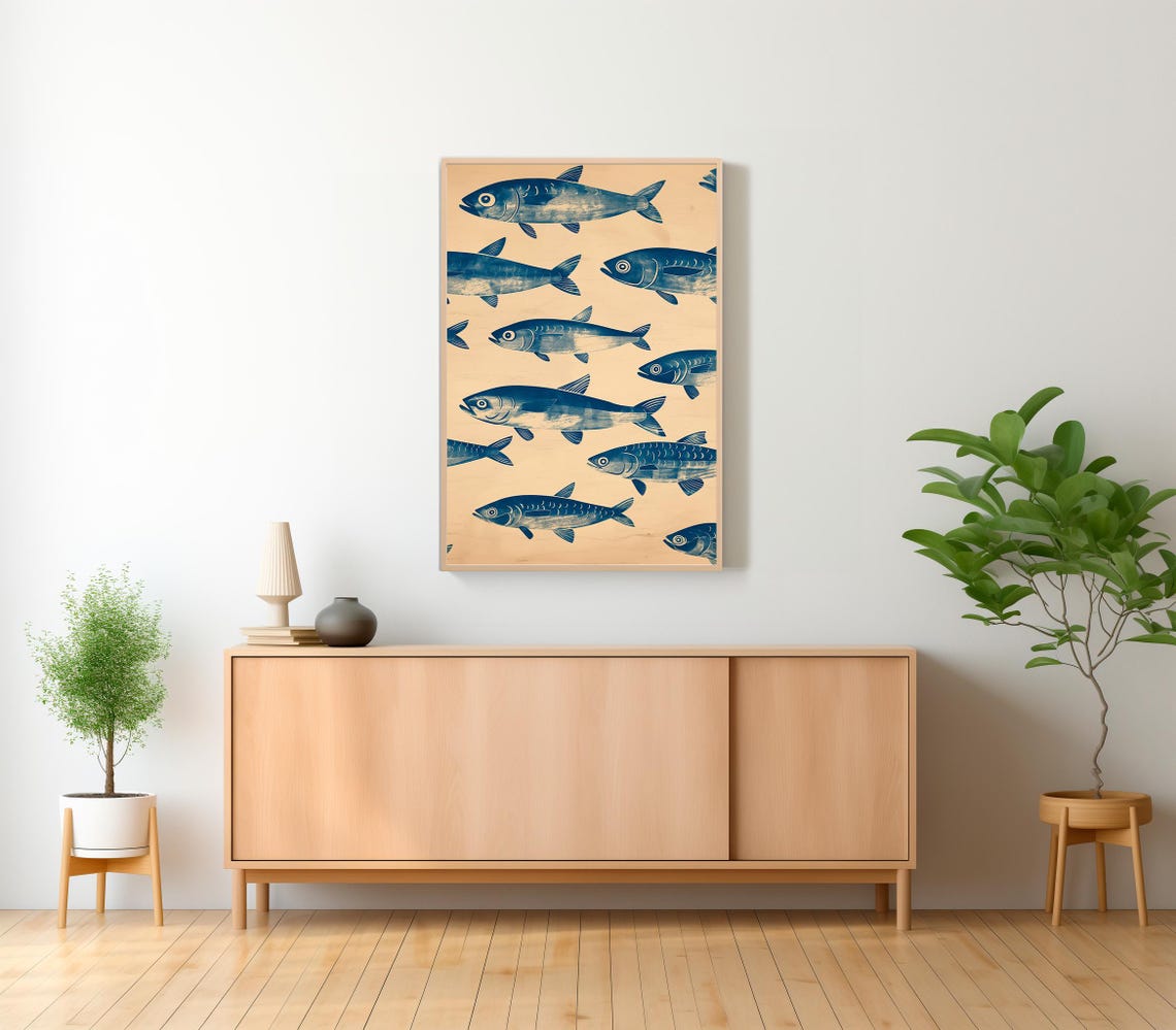 Sardines Poster Retro Sardines Wall Art Fish Print Retro Kitchen Print Kitchen Wall Art Fish Wall Art Kitchen Wall Art Retro Decor - Image 2