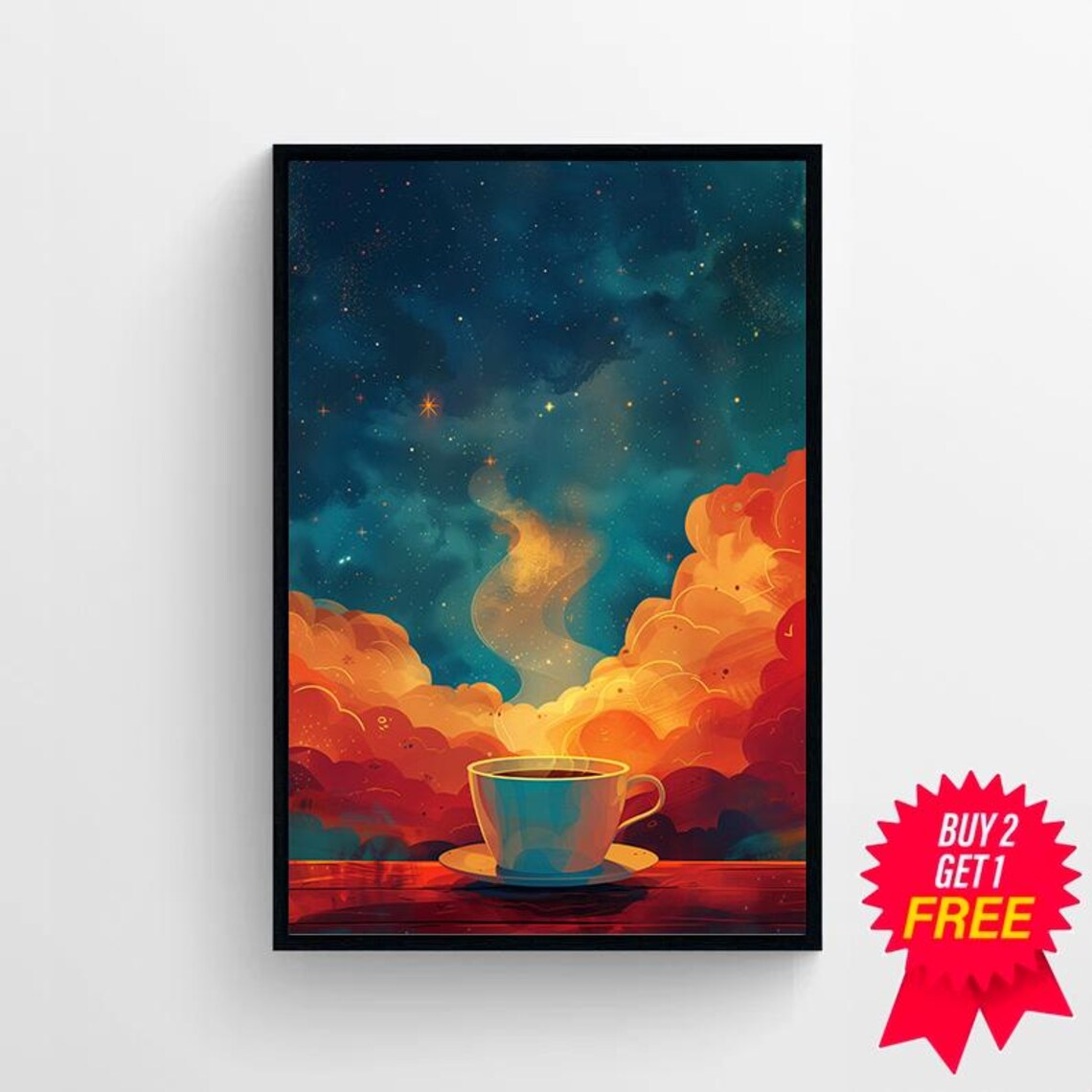 Retro Coffee Wall Art 80s Vintage Coffee In Space Universe Home Kitchen Decor - Image 4