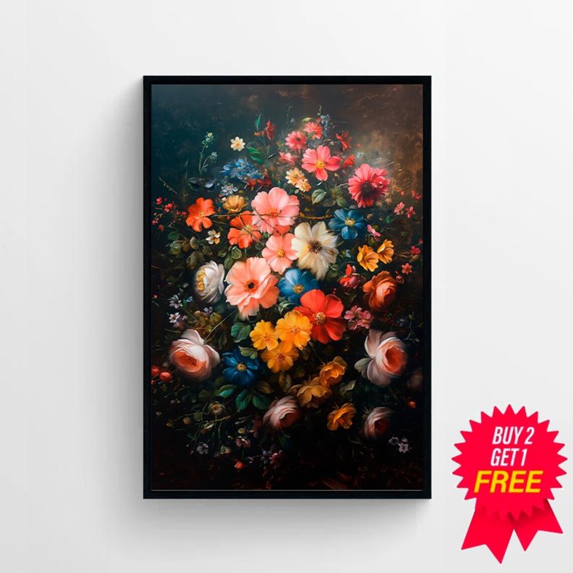 Vintage Dark Academia Roses Floral Art Print - Image 4
