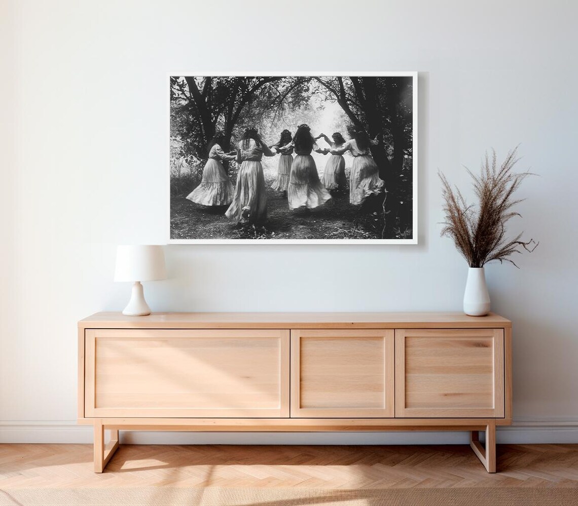 Circle Of Dancing Witches Vintage Photography Dark Occult Poster Gothic Home Decor Witchcraft Witch Print Gothic Art Wiccan Art - Image 2