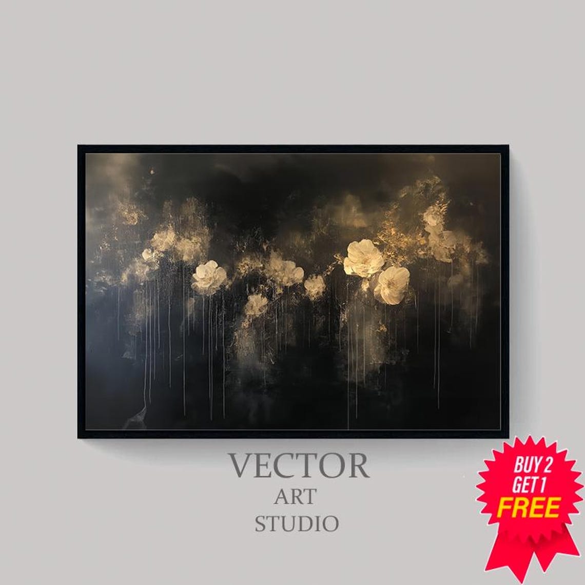 Dark Florals Frame Tv Art Moody Floral Art For Frame Tv Southern Gothic Abstract Florals Black And Beige - Image 4