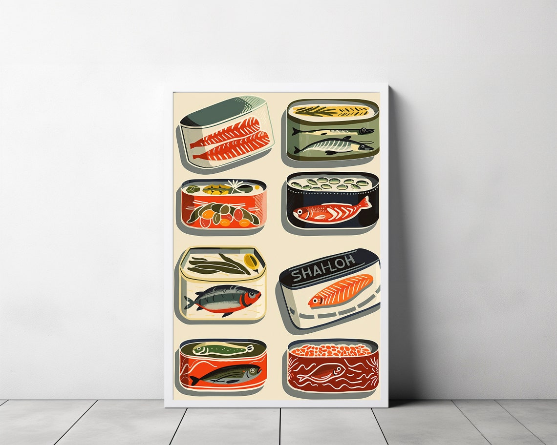 Retro Sardine Tin Can Collection Vintage Italian Kitchen Art Poster - Image 3