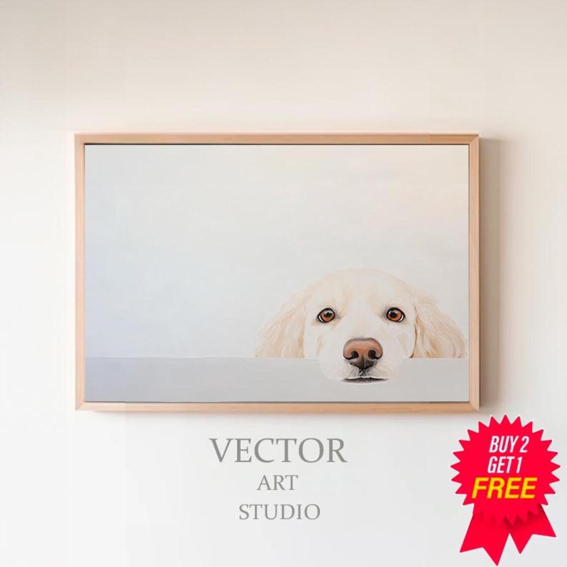 Golden Retriever Puppy Peeking Over The Edge Minimalist Dog Poster