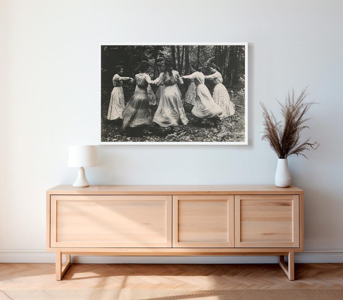 Circle Of Dancing Witches Vintage Photography Dark Occult Poster Gothic Home Decor Witchcraft Witch Print Gothic Art Wiccan Art - Image 2